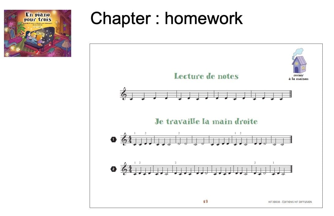 One Piano for Three excerpt: the revise at home symbol